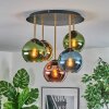 Koyoto Plafoniera, Lampada a sfera 45 cm Ottone, Nero, 5-Luci