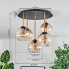 Koyoto Plafoniera, Lampada a sfera Ottone, Nero, 5-Luci