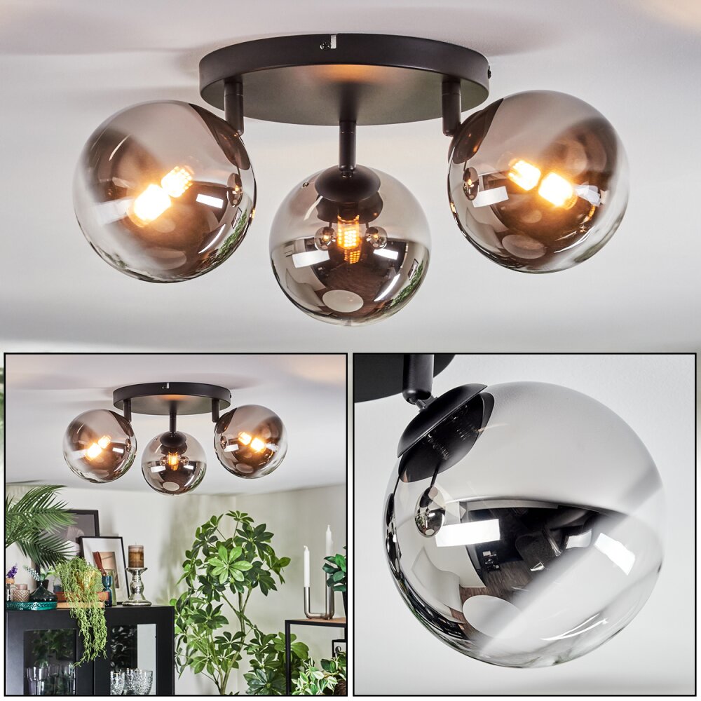 Chehalis Plafoniera, Lampada a sfera 49 cm Cromo, Chiaro, Grigio fumo, 3-Luci main product photo