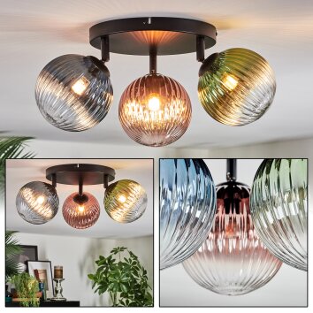 Chehalis Plafoniera, Lampada a sfera Blu, Verde, Chiaro, Ramato, 3-Luci
