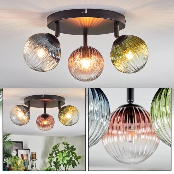 Chehalis Plafoniera, Lampada a sfera Blu, Verde, Chiaro, Ramato, 3-Luci