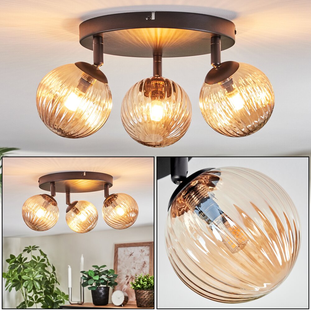 Chehalis Plafoniera, Lampada a sfera Ambrato, 3-Luci main product photo