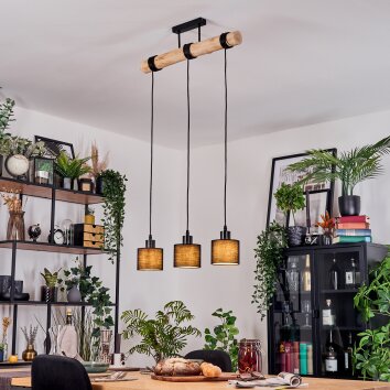 Bassagoda Lampadario a sospensione, Lampada a sospensione Écru, Nero, 3-Luci Bassagoda Lampadario a sospensione, Lampada a sospensione Écru, Nero, 3-Luci