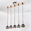 Koyoto Lampadario a sospensione, Lampada a sfera, Lampada a sospensione Écru, Nero, 5-Luci
