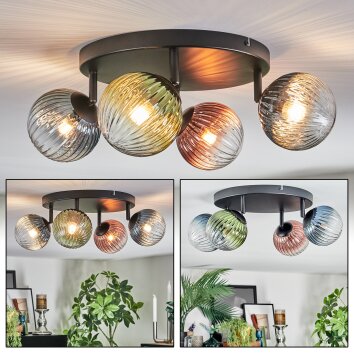 Chehalis Plafoniera, Lampada a sfera Blu, Verde, Chiaro, Ramato, 4-Luci