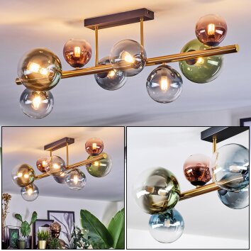 Chehalis Plafoniera, Lampada a sfera Oro, Nero, 8-Luci
