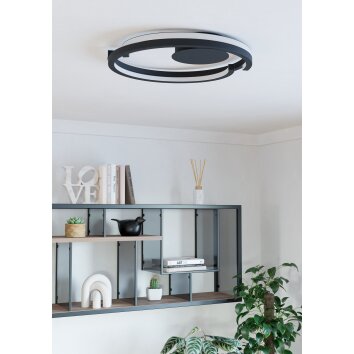Illuminazione Eglo MEZZOMONTE Plafoniera LED Nero, Telecomando