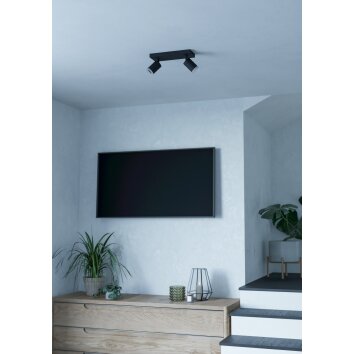 Illuminazione Eglo MELITELLO-Z Plafoniera, Faretto da soffitto LED Nero, Cambia colore