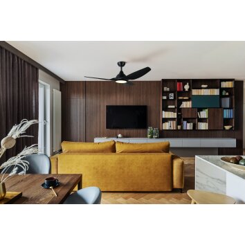 Illuminazione Eglo TUNITAS Lampada con ventilatore LED Nero, Telecomando, Cambia colore