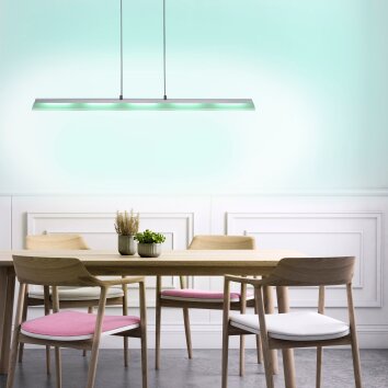 Leuchten Direkt LOLAsmart-NELE Lampada a Sospensione LED Nichel opaco, 5-Luci, Telecomando, Cambia colore
