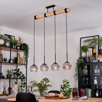 Koyoto Lampadario a sospensione, Lampada a sfera, Lampada a sospensione Écru, Nero, 4-Luci