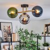 Gastor Plafoniera, Lampada a sfera Oro, Nero, 3-Luci