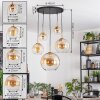 Koyoto Lampadario a sospensione, Lampada a sfera, Lampada a sospensione Oro, Nero, 5-Luci
