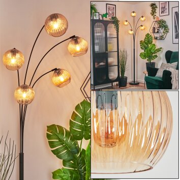 Koyoto Lampada a sfera, Lampada da terra Ambrato, 5-Luci