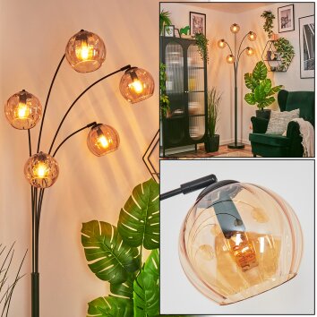 Koyoto Lampada a sfera, Lampada da terra Ambrato, 5-Luci