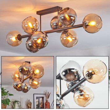 Koyoto Plafoniera, Lampada a sfera Ambrato, Cromo, Grigio fumo, 8-Luci