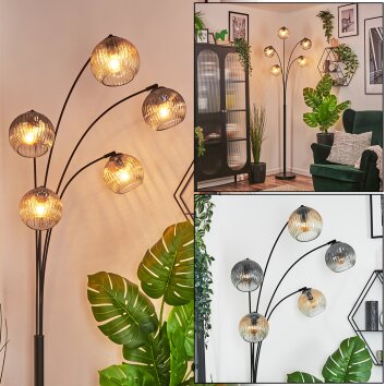 Ripoll Lampada a sfera, Lampada da terra Ambrato, Chiaro, Grigio fumo, 5-Luci