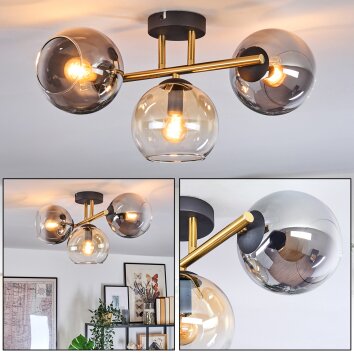 Koyoto Plafoniera, Lampada a sfera Oro, Nero, 3-Luci