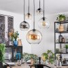 Koyoto Lampadario a sospensione, Lampada a sfera, Lampada a sospensione 45 cm Ambrato, Chiaro, Grigio fumo, 5-Luci