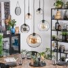 Koyoto Lampadario a sospensione, Lampada a sfera, Lampada a sospensione 45 cm Ambrato, Chiaro, Grigio fumo, 5-Luci