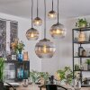 Koyoto Lampadario a sospensione, Lampada a sfera, Lampada a sospensione 45 cm Chiaro, Grigio fumo, 5-Luci