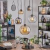 Koyoto Lampadario a sospensione, Lampada a sfera, Lampada a sospensione 45 cm Ambrato, Cromo, Chiaro, Grigio fumo, 5-Luci