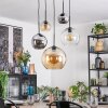 Koyoto Lampadario a sospensione, Lampada a sfera, Lampada a sospensione 45 cm Ambrato, Cromo, Chiaro, Grigio fumo, 5-Luci