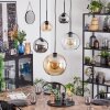 Koyoto Lampadario a sospensione, Lampada a sfera, Lampada a sospensione 45 cm Ambrato, Cromo, Chiaro, Grigio fumo, 5-Luci