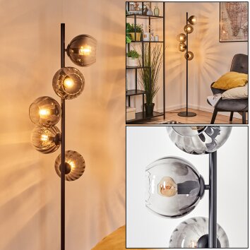 Koyoto Lampada a sfera, Lampada da terra Chiaro, Grigio fumo, 5-Luci