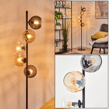 Koyoto Lampada a sfera, Lampada da terra Ambrato, Chiaro, Grigio fumo, 5-Luci
