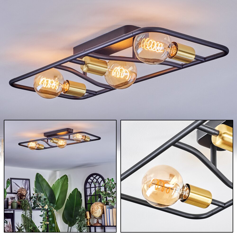 Moral Plafoniera Ottone, Nero, 3-Luci main product photo
