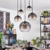 Koyoto Lampadario a sospensione, Lampada a sfera, Lampada a sospensione Chiaro, Grigio fumo, 5-Luci