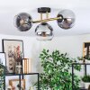 Koyoto Plafoniera, Lampada a sfera Oro, Nero, 3-Luci