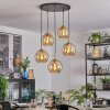 Koyoto Lampadario a sospensione, Lampada a sfera, Lampada a sospensione Oro, Nero, 5-Luci