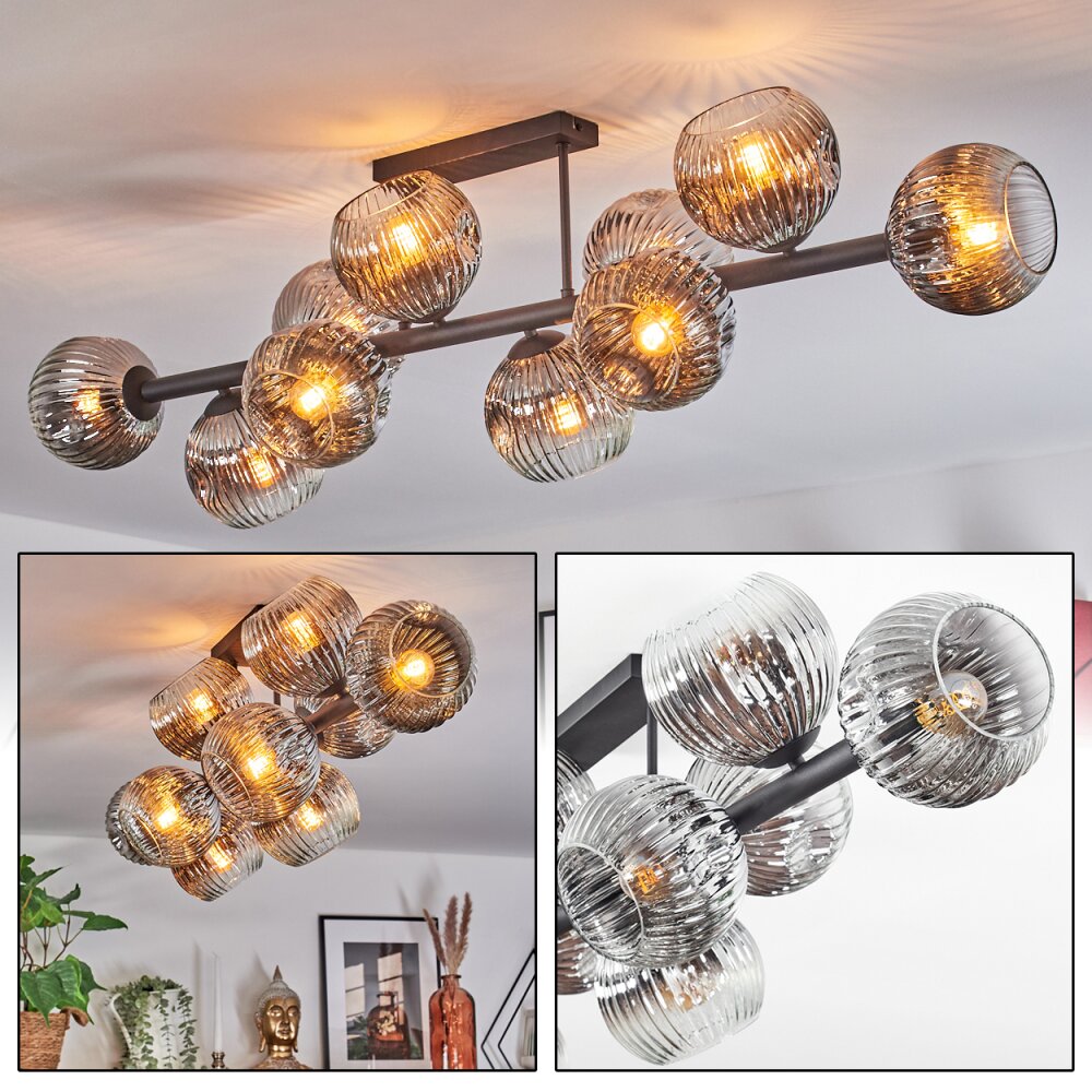 Ripoll Plafoniera, Lampada a sfera Cromo, Chiaro, Grigio fumo, 10-Luci main product photo