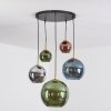 Koyoto Lampadario a sospensione, Lampada a sfera, Lampada a sospensione Oro, Nero, 5-Luci