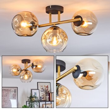 Ripoll Plafoniera, Lampada a sfera Oro, Nero, 3-Luci
