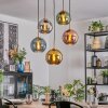 Koyoto Lampadario a sospensione, Lampada a sfera, Lampada a sospensione Oro, Nero, 5-Luci