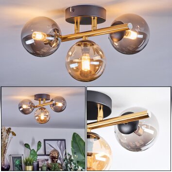 Chehalis Plafoniera, Lampada a sfera Oro, Nero, 3-Luci
