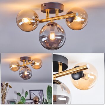 Chehalis Plafoniera, Lampada a sfera Oro, Nero, 3-Luci