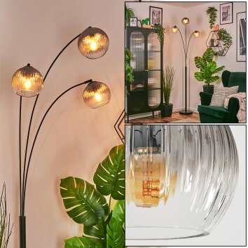 Koyoto Lampada a sfera, Lampada da terra Chiaro, Grigio fumo, 3-Luci