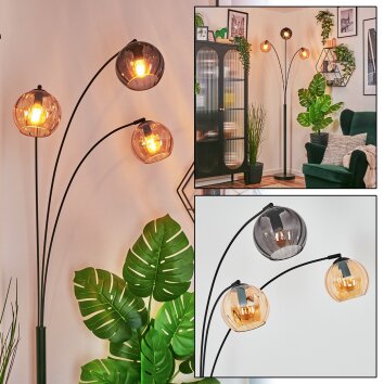 Koyoto Lampada a sfera, Lampada da terra Ambrato, Grigio fumo, 3-Luci