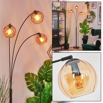 Koyoto Lampada a sfera, Lampada da terra Ambrato, 3-Luci