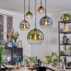 Koyoto Lampadario a sospensione, Lampada a sfera, Lampada a sospensione Blu, Cromo, Verde, Chiaro, Ramato, Grigio fumo, 5-Luci
