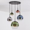 Koyoto Lampadario a sospensione, Lampada a sfera, Lampada a sospensione Blu, Cromo, Verde, Chiaro, Ramato, Grigio fumo, 5-Luci