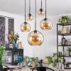 Koyoto Lampadario a sospensione, Lampada a sfera, Lampada a sospensione Ambrato, 5-Luci