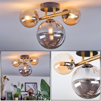 Chehalis Plafoniera, Lampada a sfera Oro, Nero, 3-Luci