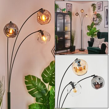 Ripoll Lampada a sfera, Lampada da terra Ambrato, Chiaro, Grigio fumo, 3-Luci