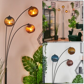 Koyoto Lampada a sfera, Lampada da terra Blu, Oro, Ramato, 3-Luci