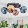 Koyoto Plafoniera, Lampada a sfera Blu, Oro, Ramato, 4-Luci